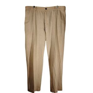 Territory Ahead pants mens 37 37x30 beige linen blend flat front khaki